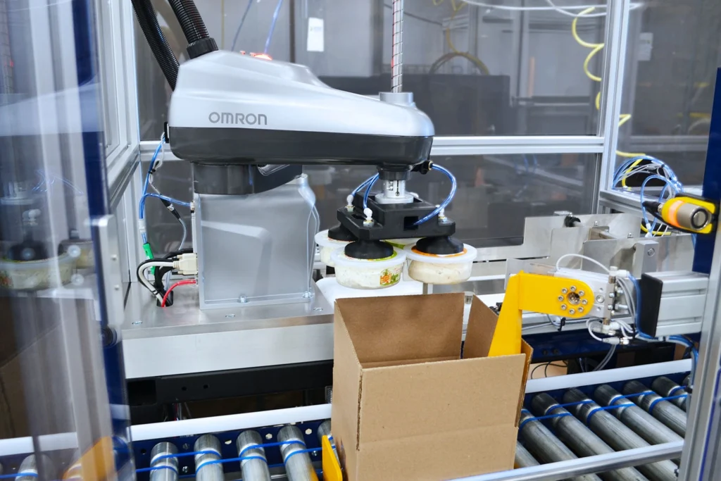 Omron factory automation robot for food and beverage packaging